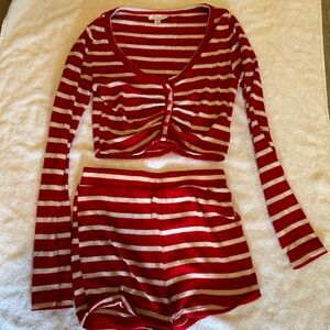 Striped Red and White Women's Sleepwear Set